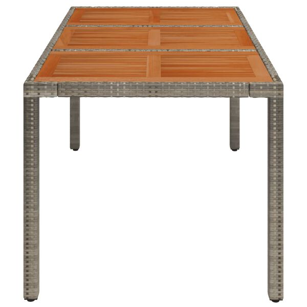 vidaXL Garden Table with Wooden Top Grey 150x90x75 cm Poly Rattan