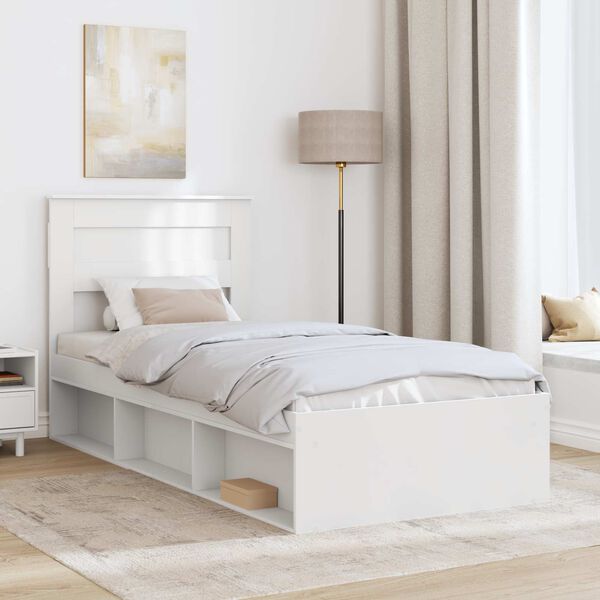 vidaXL Bed Frame with Headboard White 100 x 200 cm Solid Pine Wood