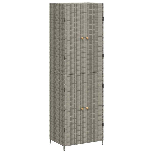 vidaXL Garden Storage Cabinet Grey 59x40x180 cm Poly Rattan