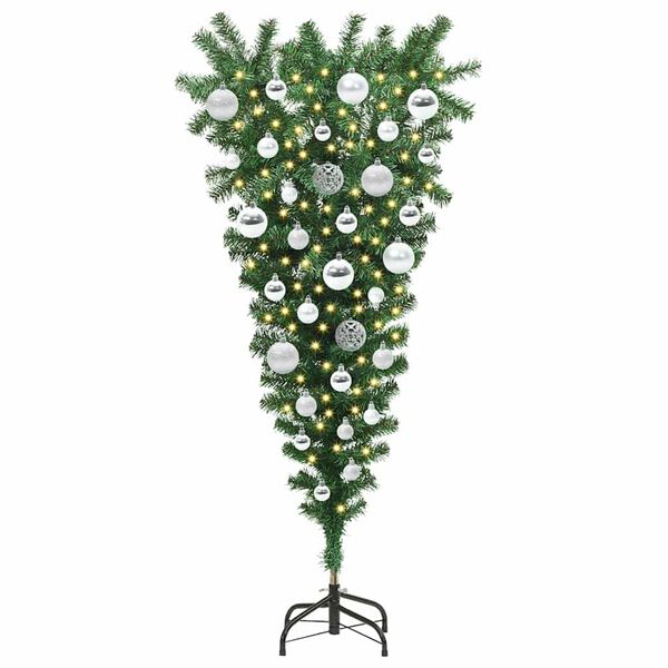 vidaXL Upside-down Artificial Pre-lit Christmas Tree with Ball Set PVC
