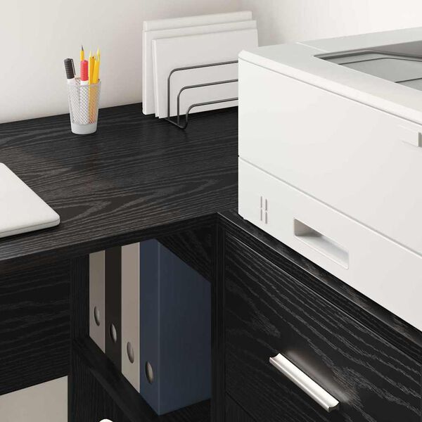 vidaXL Desk with Shelf Black Oak 102 x 50 x 75 cm Engineered Wood