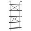 vidaXL Bookshelf 5-Tier 80 x 30 x 183 cm Engineered wood Black Oak
