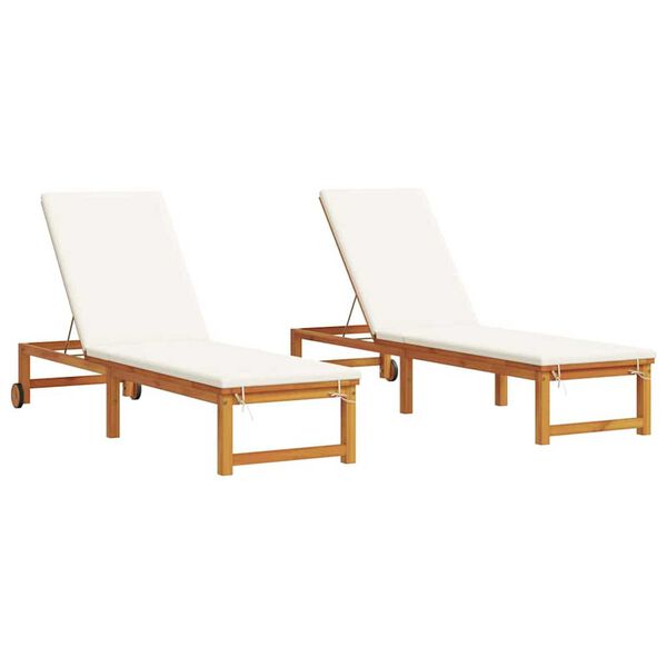vidaXL Sun Lounger 2 pcs Brown 53 x 202 x 89cm Solid Acacia wood