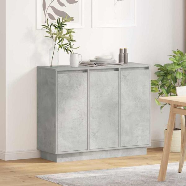 vidaXL LED Sideboard Concrete Grey 90 x 32 x 75 cm Engineered Wood