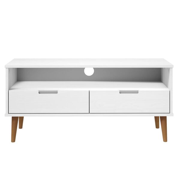 vidaXL TV Cabinet MOLDE White 106x40x49 cm Solid Wood Pine