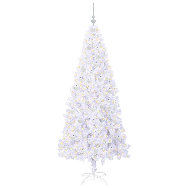 vidaXL Artificial Christmas Tree with Stand White 210 cm PVC and Steel