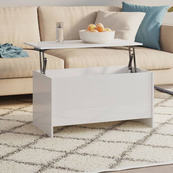 vidaXL Coffee Table High Gloss White 102x55.5x52.5 cm Engineered Wood
