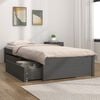 vidaXL Bed Frame without Mattress with Drawers Grey Single