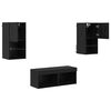 vidaXL TV Wall Cabinets Wall-mounted 4 pcs Black Oak Engineered Wood