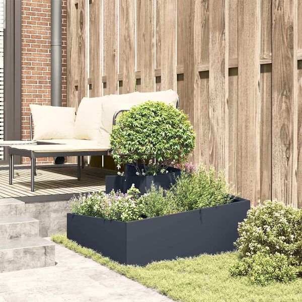 vidaXL Garden Planter Anthracite 80 x 80 x 50 cm Cold-rolled Steel
