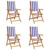 vidaXL Reclining Folding Chairs 4 pcs Blue and White Fabric&Solid Wood