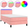 vidaXL Box Spring Bed with Mattress&LED Pink 100x200cm Velvet