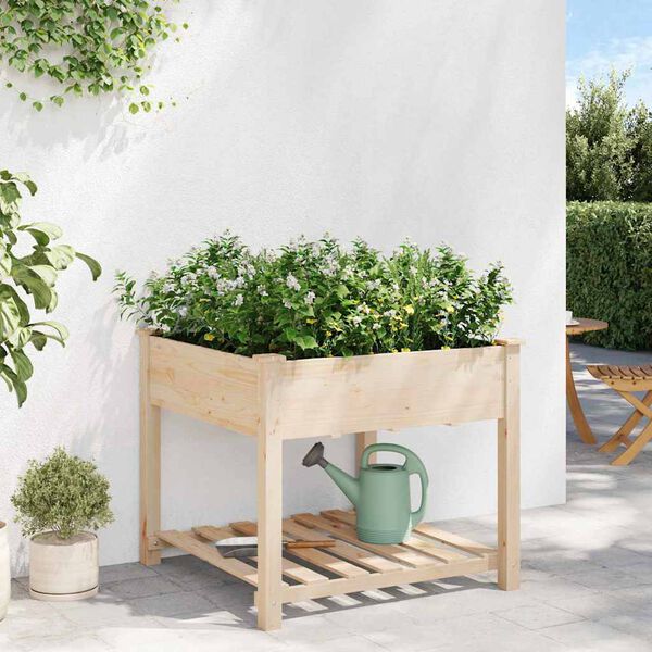 vidaXL Garden Planter Beige 90 x 90 x 76.5 cm Solid Fir Wood