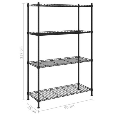 vidaXL 4-Tier Storage Shelf 90x35x137 cm Black 200 kg