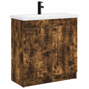 vidaXL Bathroom Furniture Set Smoked Oak 56 x 37.5 x 81 cm