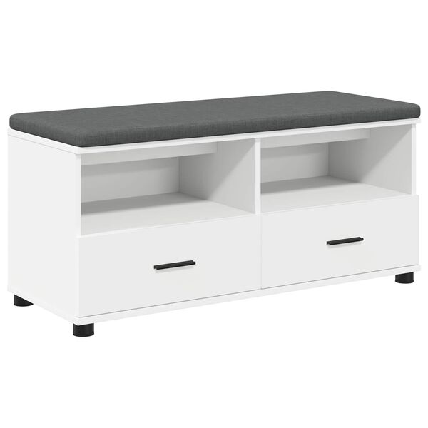 vidaXL Hall Bench with Cushion with Drawer White 100 x 38 x 46 cm