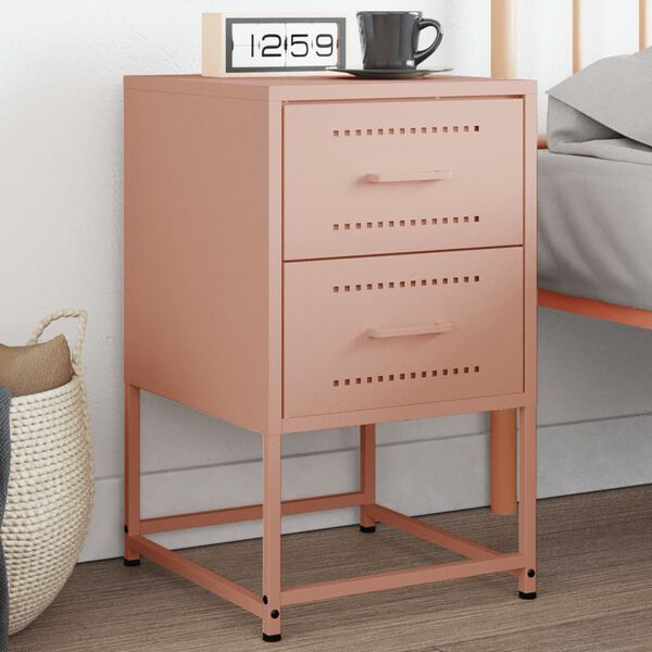 vidaXL Bedside Cabinet Pink 36x39x60.5 cm Steel