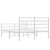 vidaXL Metal Bed Frame without Mattress with Footboard White 160x200cm