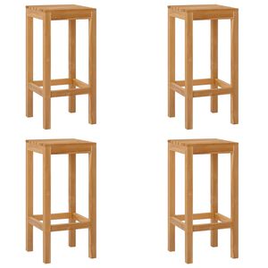 vidaXL Bar Stool 4 pcs Natural Solid Teak Wood