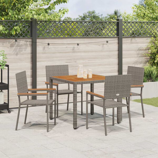 vidaXL Garden Dining Set 5 pcs Grey Poly Rattan