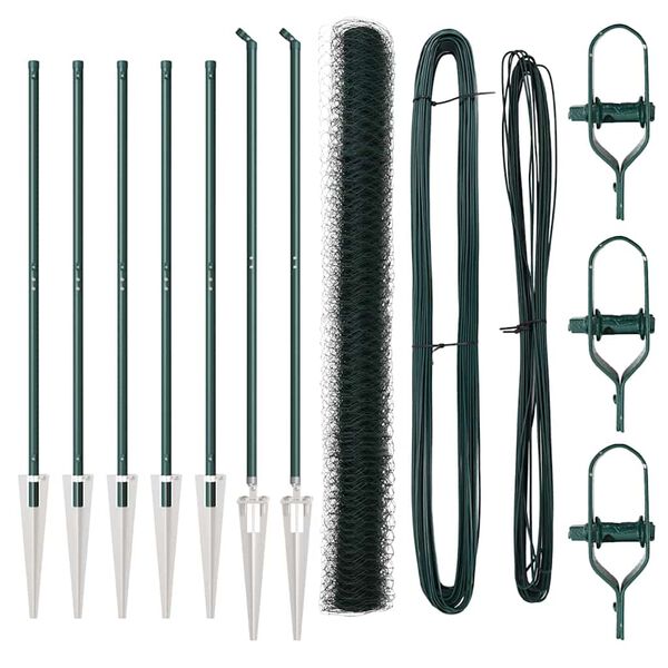 vidaXL Fence Post Green 10 x 1.5 m (50 mm mesh) Steel and PVC