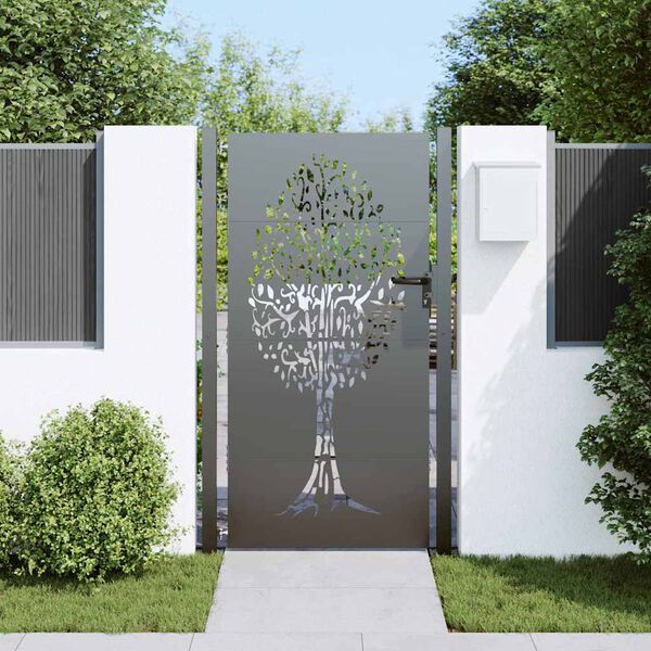 vidaXL Garden Gate with Lock Black 85 x 180 cm Powder-coated steel