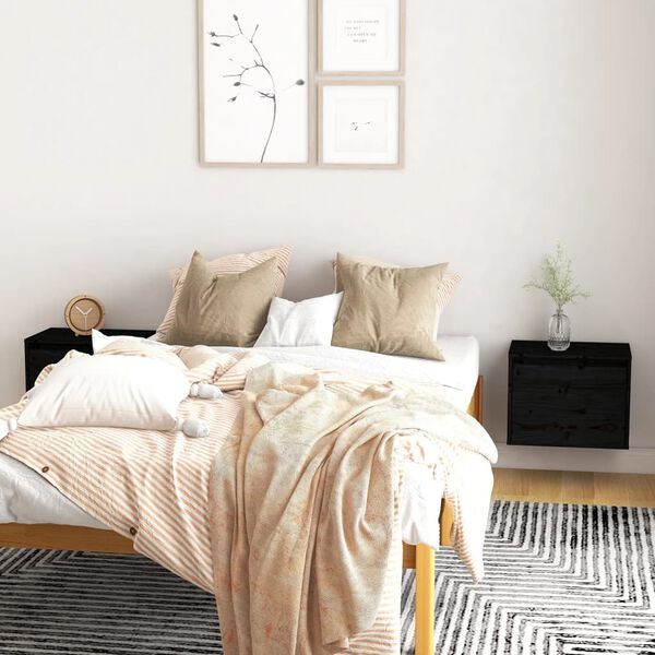 vidaXL Wall Cabinets 2 pcs Black 45x30x35 cm Solid Pinewood