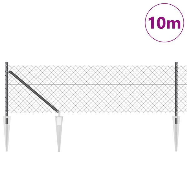 vidaXL Fence Post Grey 10 x 0.8 m (40 x 40 mm mesh) Steel and PVC