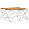 vidaXL Coffee Table Silver Stainless Steel and Solid Wood Acacia