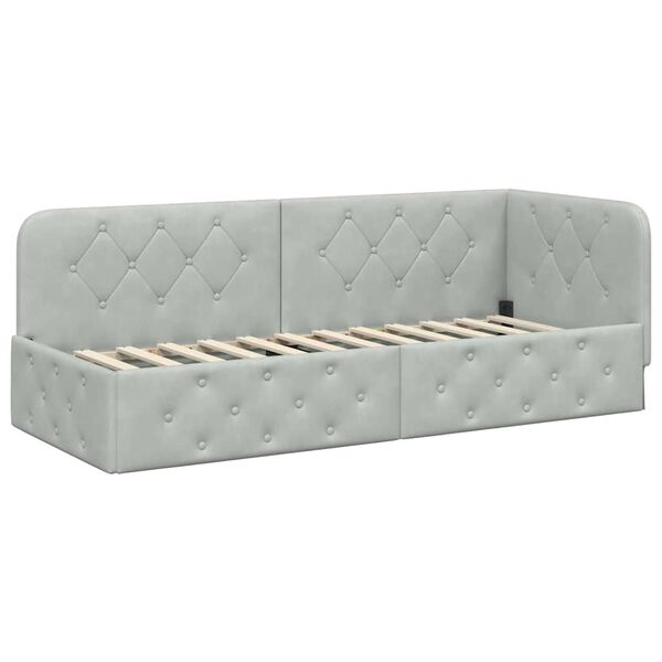 vidaXL Corner Bed Frame with Headboard Light Grey 80 x 200 cm Velvet