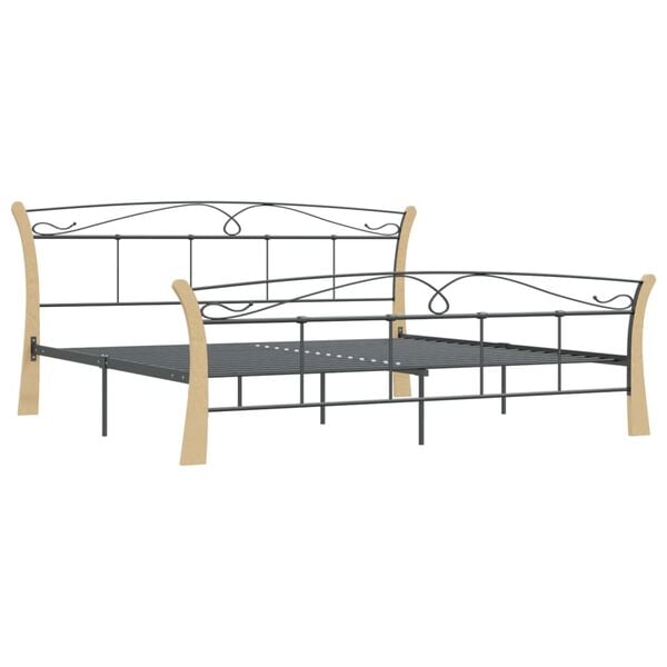 vidaXL Bed Frame without Mattress Black Metal 200x200 cm