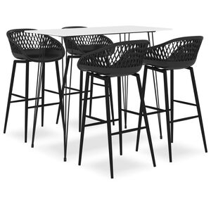 vidaXL Bar Set | White, Black | MDF, PP, Powder-Coated Metal | Large | Durable