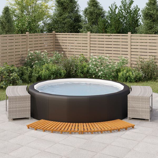 vidaXL Hot Tub Surround Grey Poly Rattan and Solid Wood Acacia