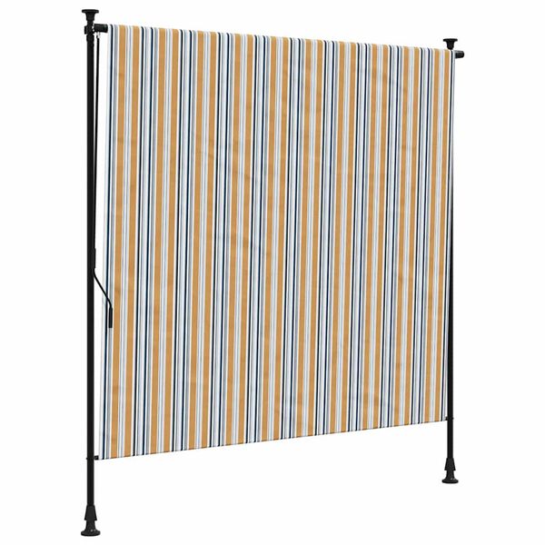 vidaXL Outdoor Roller Blind Yellow and White 150x270 cm Fabric&Steel