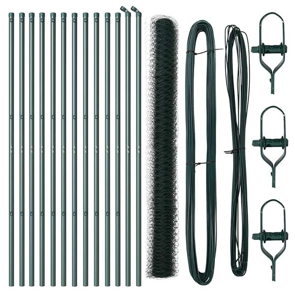 vidaXL Fence Post Green 25 x 1.6 m (36 mm mesh) Steel and PVC