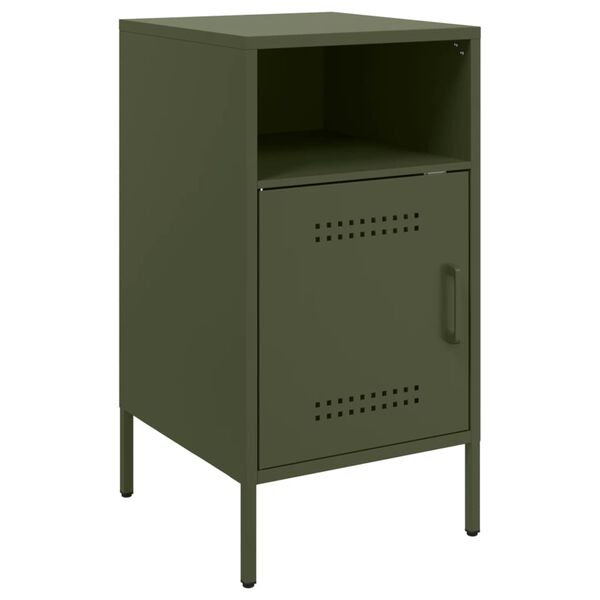 vidaXL Bedside Cabinet Olive Green 36x39x68 cm Steel