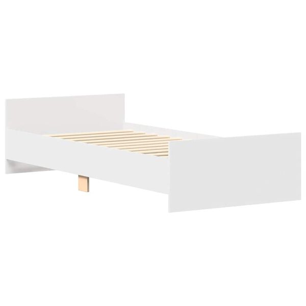 vidaXL Bed Frame without Mattress White 75x190 cm Small Single Engineered Wood