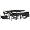 vidaXL 13 Piece Garden Dining Set with Cushions Black Poly Rattan