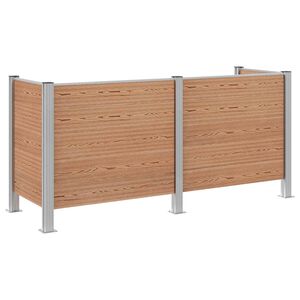 vidaXL Garbage Bin Fence Brown 237 x 85 x 115 cm Aluminium and WPC