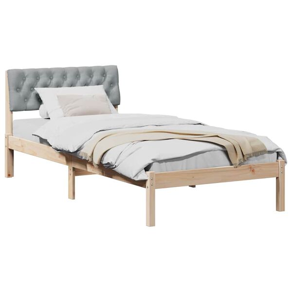 vidaXL Bed frame Brown and light grey 90 x 200 cm Solid pine wood