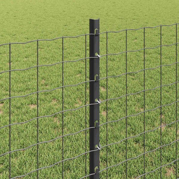 vidaXL Fence with Post Grey 0.8 x 10 m Steel and PVC