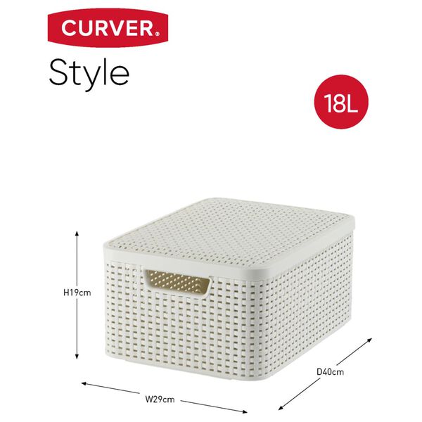 Curver Style Storage Basket with Lid 3 pcs White 240652
