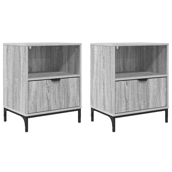 vidaXL Bedside Cabinet with Drawer 2 pcs Grey sonoma 49 x 36 x 61 cm