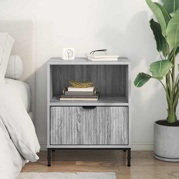 vidaXL Bedside Table Grey sonoma 49 x 36 x 61 cm Engineered wood