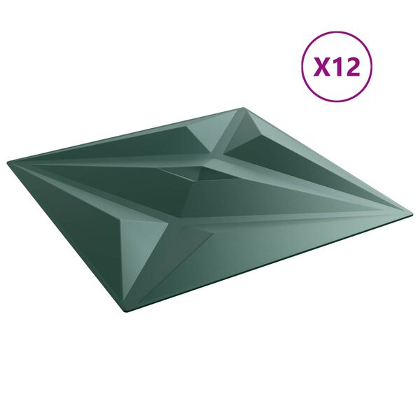 vidaXL Wall Panels Star 12 pcs Star Green 50 x 50 cm XPS Foam