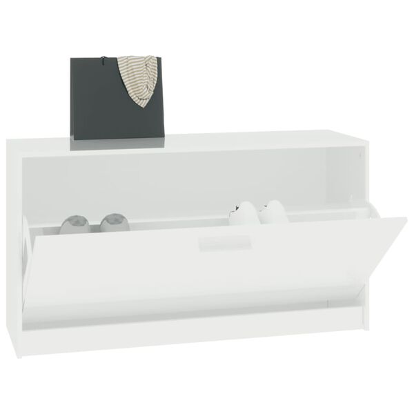 vidaXL Shoe Bench High Gloss White 80x24x45 cm Engineered Wood