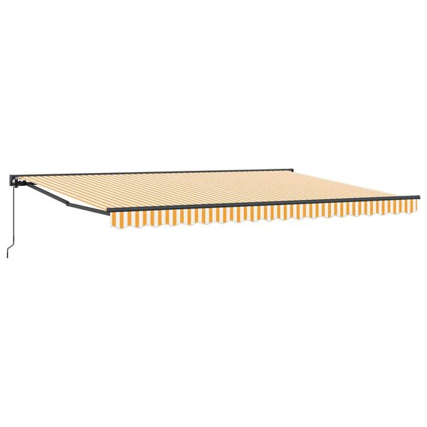 vidaXL Retractable Awning Manual Yellow and White 450 x 300 cm
