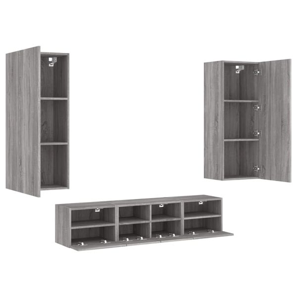 vidaXL 5 Piece TV Wall Units Grey Sonoma Engineered Wood
