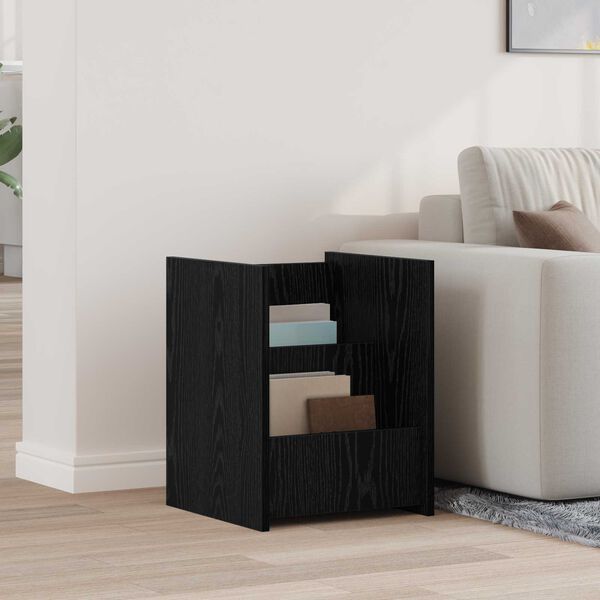 vidaXL Magazine Rack Black Oak 35 x 35 x 45 cm Engineered Wood