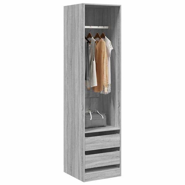 vidaXL Wardrobe with Drawers Grey Sonoma 50x50x200 cm Engineered Wood